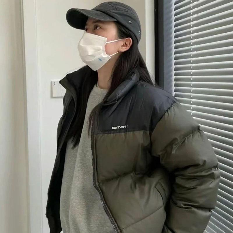 Пуховая хлопковая куртка Carhartt: Зимняя версия, защищающая от холода и ветра, с вышивкой для мужчин и женщин - Модная верхняя одежда для пар