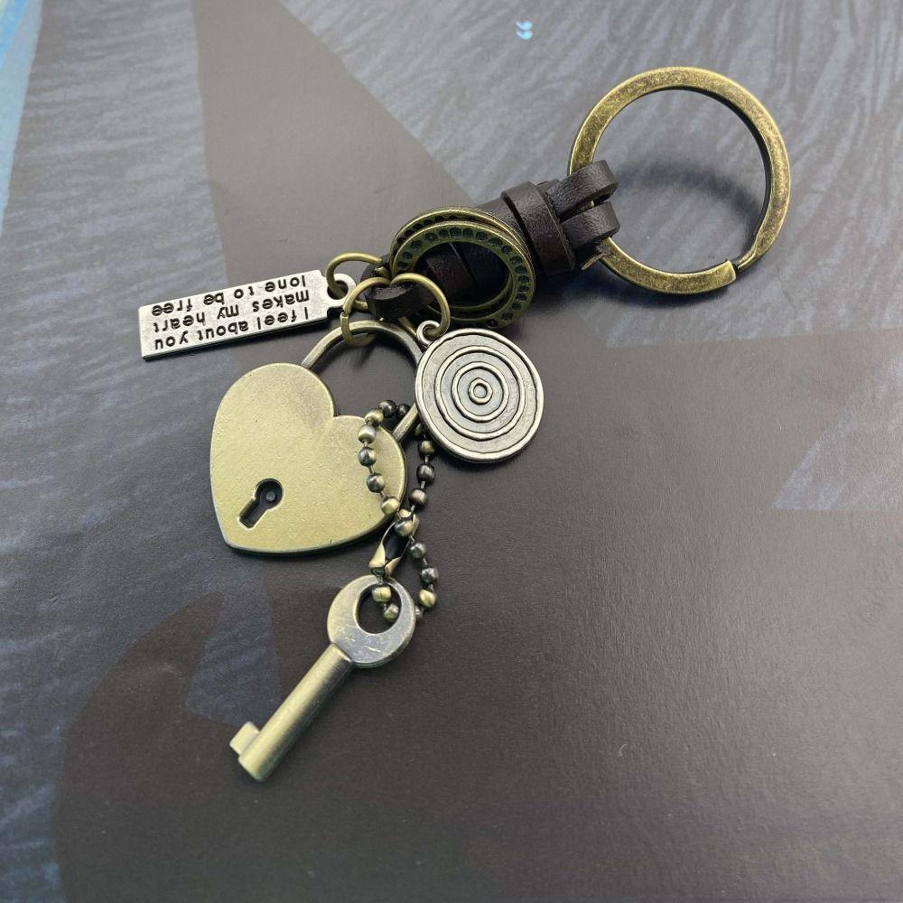 Ручная вязка подвеска в стиле панк-замок цинковый сплав луна автомобильный брелок для ключей женщина леди девушка