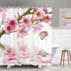 unframed Pink Cherry Blossom Peach Blossoms Shower Curtain Set Flowers White Background Girl Bathroom Polyester Cloth Screen 12