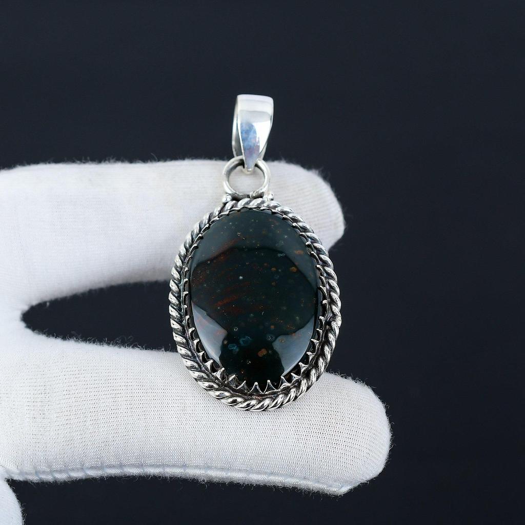Bloodstone Gemstone Handmade 925 Sterling Silver Jewelry Pendant, Natural Bloodstone, Holiday Gift for Her Jewelry for Special Occasions