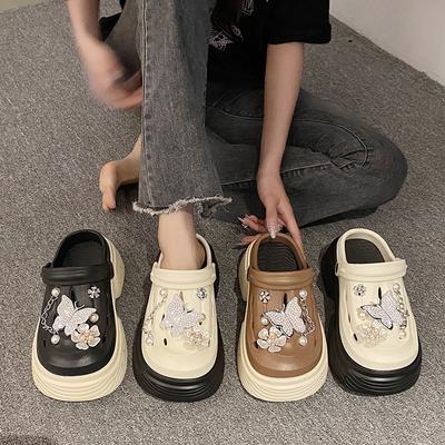 Модная пляжная садовая обувь, женские туфли с отверстиями, сандалии 8 см, тапочки с мультяшными аксессуарами, тапочки с отверстиями, обувь для студентов и девочек