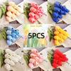 5PCS 34cm Artificial Tulip PU Wedding Bridal Tulip Bouquet Wedding Floral Arrangement
