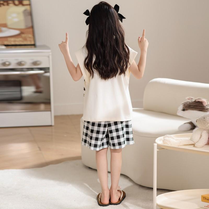 Girls Cotton Pajama Set Short Sleeveless Sleepwear Kids 8 Years Comfortable Breathable Nightwear