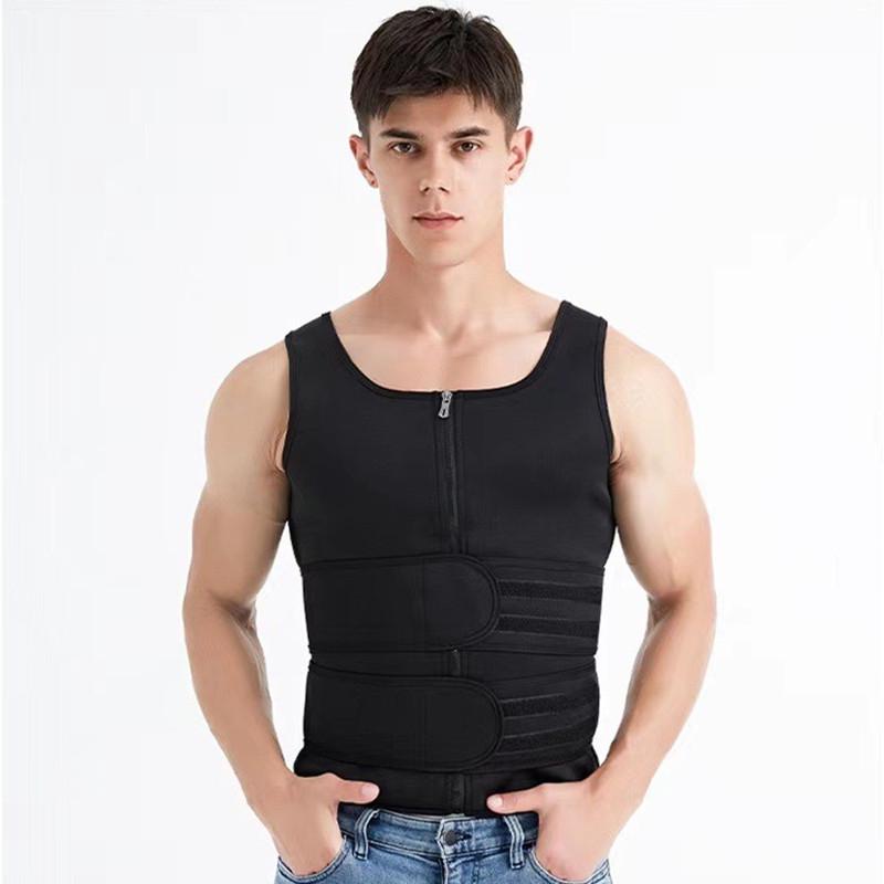 Men's European & American Neoprene Dual Waistband Body Shaper Vest