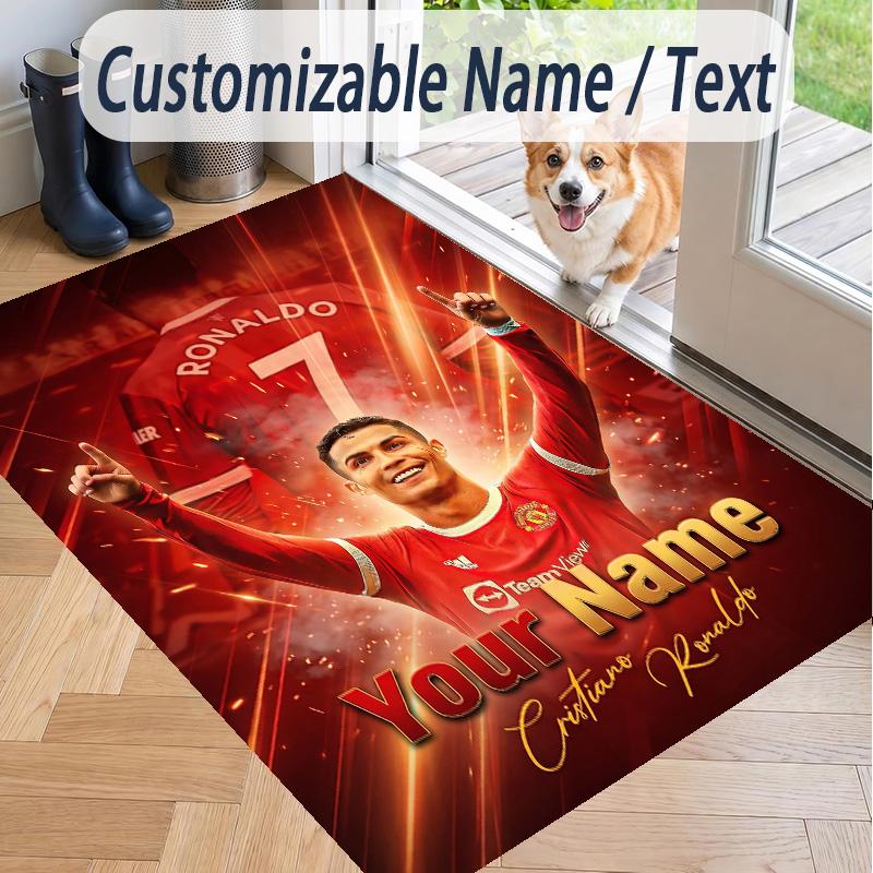 Custom Text Printed Rug Cristiano Ronaldo Non Slip Floor Carpet For Home Room Decor