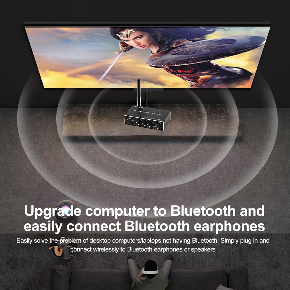 Bluetooth 5.4 Аудиоприемник 3D Стерео Коаксиальный ЦАП Конвертер USB U-Диск Воспроизведение 6.5мм Микрофон Караоке Беспроводной Адаптер Для Автомобильной Колонки