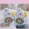 Charming Small Cartoon Dog Plush Keychain With Strawberry And Striped Bib Designs