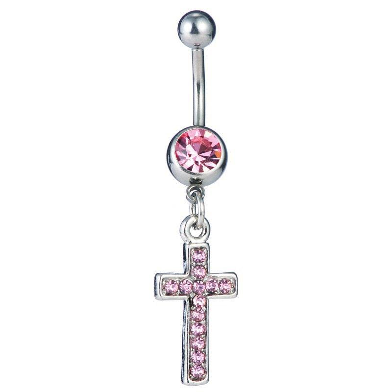 Stainless Steel Belly Button Ring Sexy Drop Dangle Body Piercing Jewelry For Women Girls Pink Zircon Navel Rings Gifts