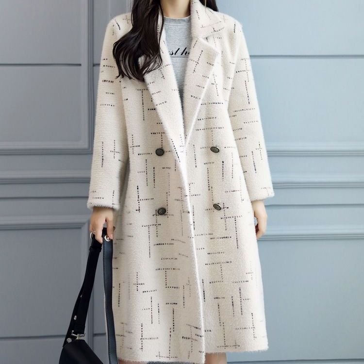 Новое осенне-зимнее толстое женское пальто из искусственного норкового бархата, длинное тонкое пальто для ношения, модное пальто выше колена