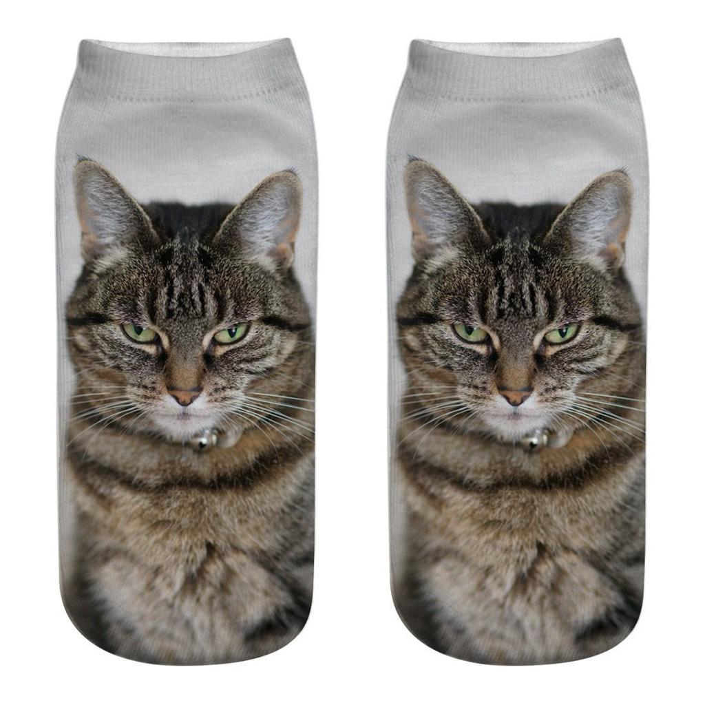 Women 3D Novelty Crazy Funny Cat Socks Cute Colorful Cartoon Low Cut Socks