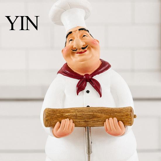 Blackboard Chef Ornament Figurine, Resin Countertop Table Decoration, Funny Statue with Restaurant Kitchen Decoration Seasoning Bottle/Bottle