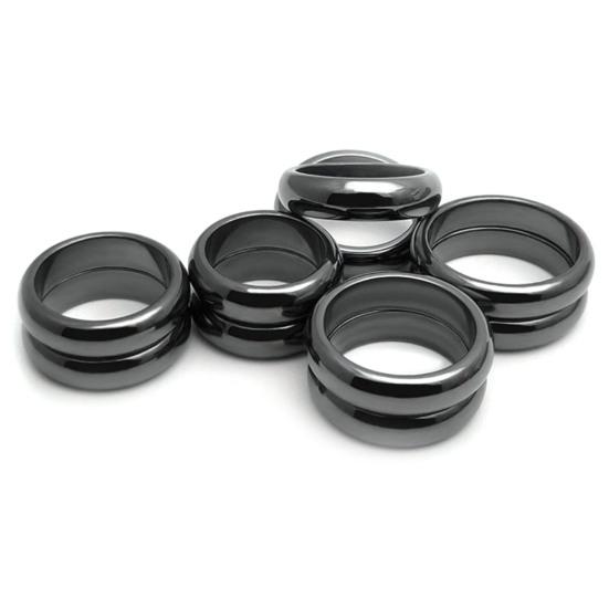 Simple Flat Magnetic Hematite Width Finger Unisex Ring