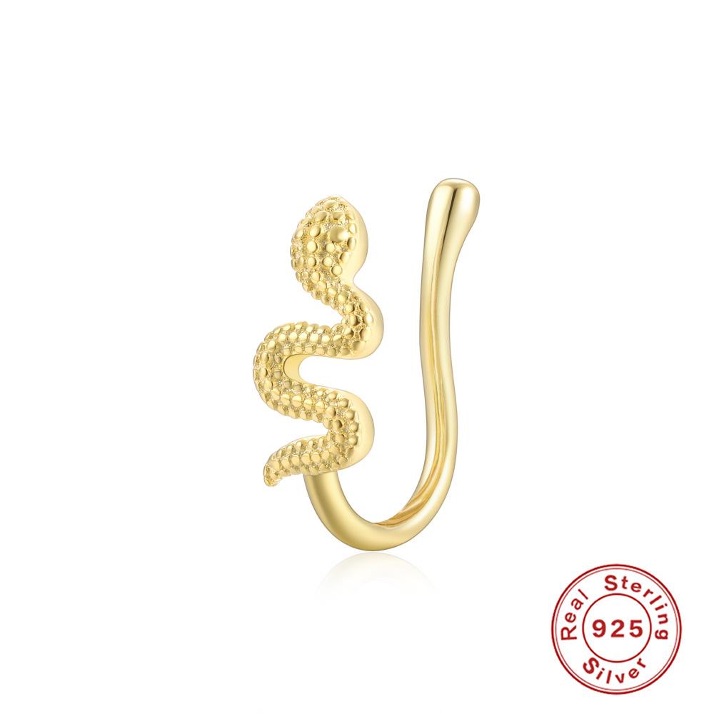 S925 Sterling Silver Geometric Water Drop Lightning Diamond Nose Ring Creative Nose Cuff Piercing Jewelry