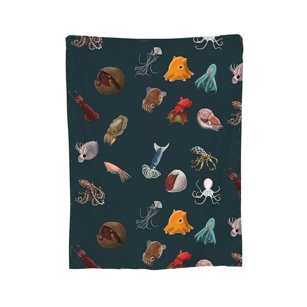 Cephalopod Collection Blankets Soft Warm Flannel Throw Blanket Cover for Bed Living Room Picnic Travel Home Couch