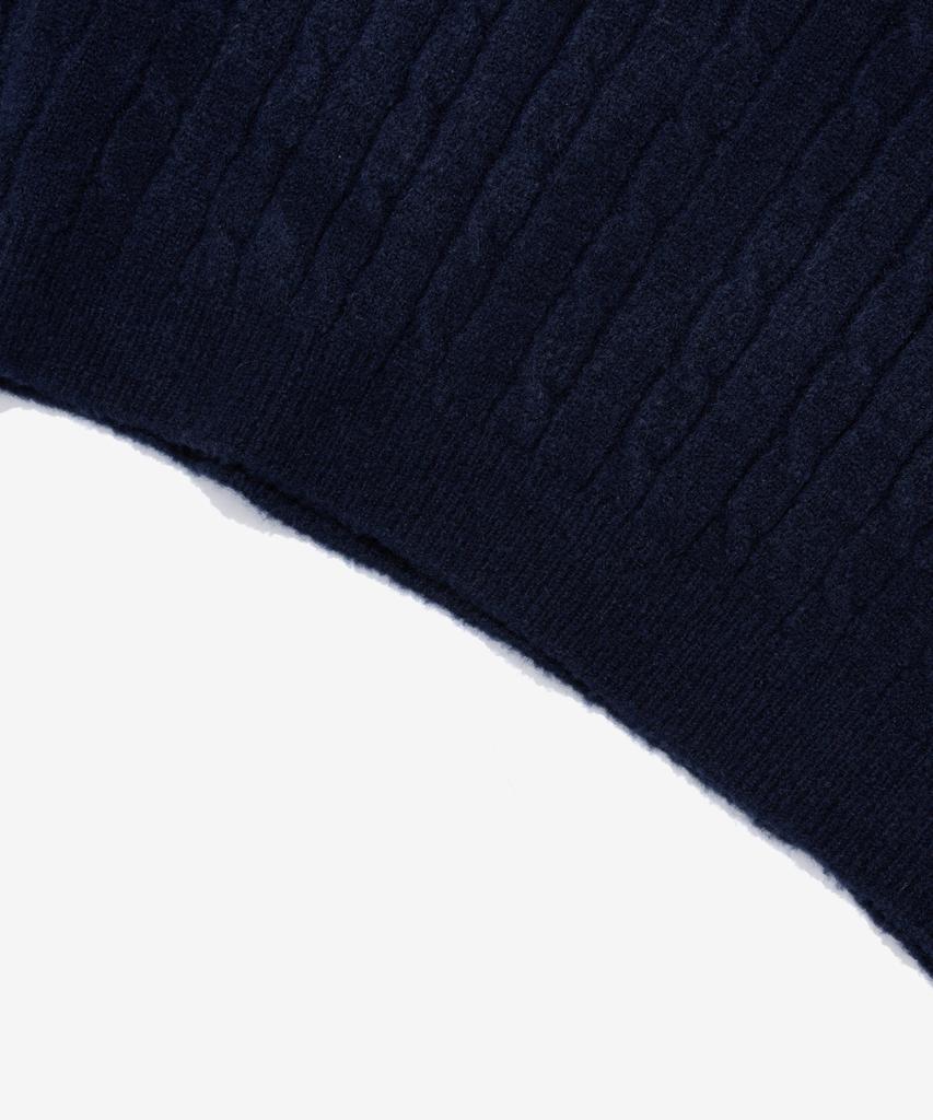OTHERFITS Cable Henley Neck Round Knit (Navy)