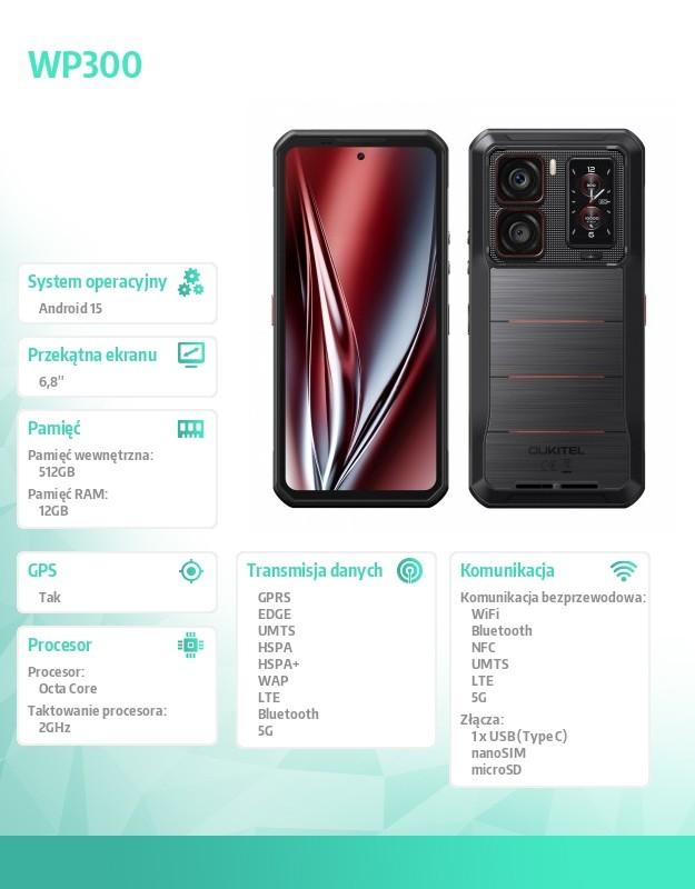 Смартфон WP300 5G 12/512GB IP69K черный