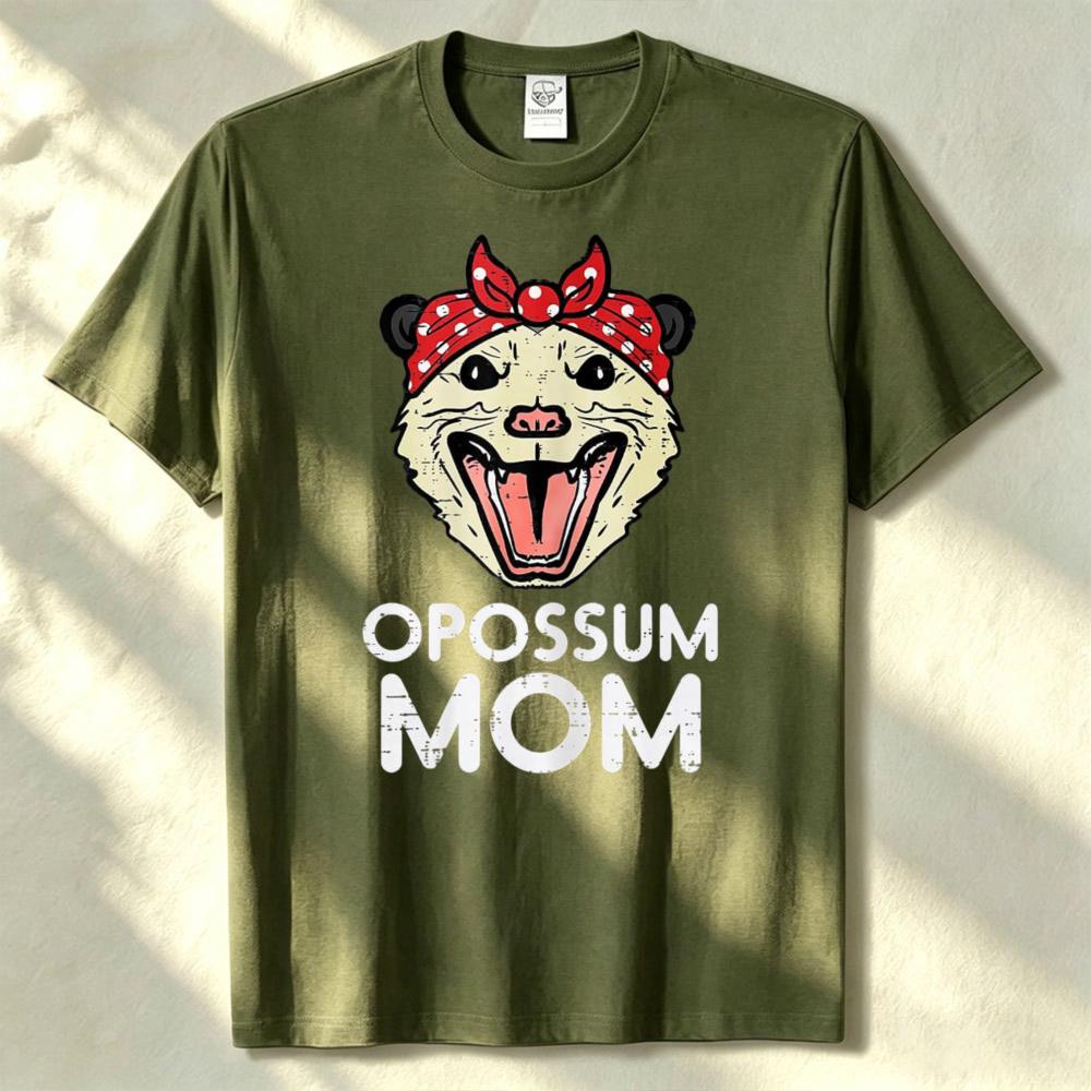 Opossum Mom With Bandana Graphic Round Neck Tshirt Mothers Day Gift For Mom Graphic T Shirts Oversized T Shirt Harajuku Tees