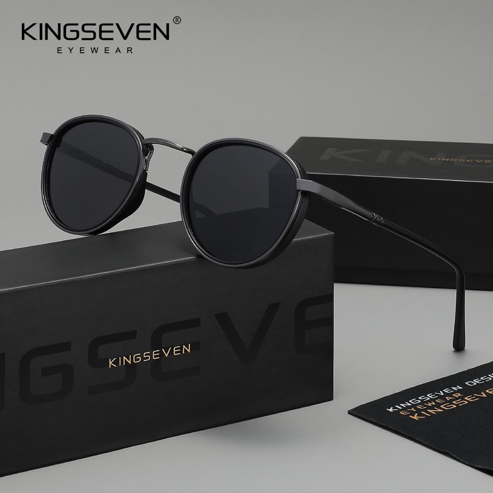 KINGSEVEN Оригинальные Повседневные Круглые Солнцезащитные Очки Мужские Поляризационные UV400 Очки Роскошные Ретро Мода Женские Очки для Вождения Рыбалки