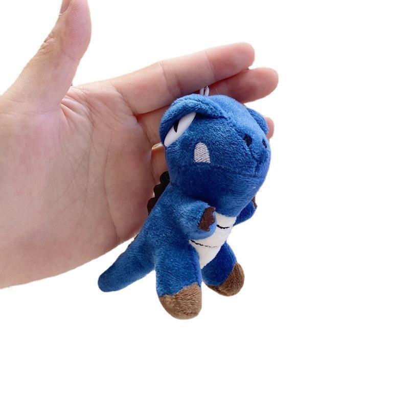 Dinosaur Plush Keychain With Metal Chain And Silver Keyring For Car And Bag Decor
