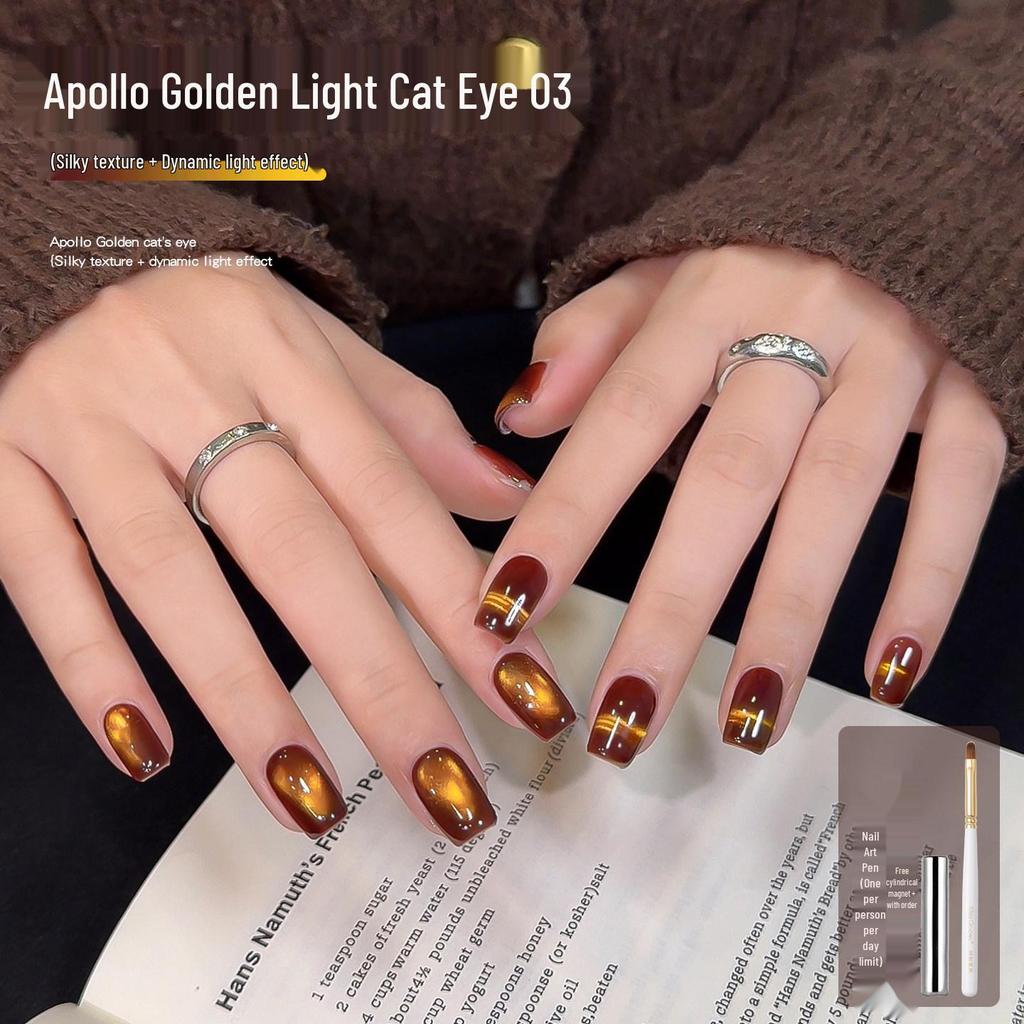 Гель-лак Apollo Cat Eye - Набор для маникюра 'Золотой Блеск со Стеклянными Бусинами' 2026.
