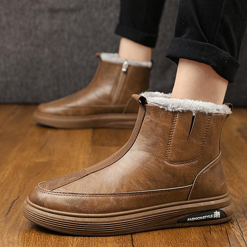 Зимние мужские ботинки slip on plush теплые зимние ботинки мужские рабочие повседневные туфли высокие черные зимние ботинки мужские с мехом зимняя обувь