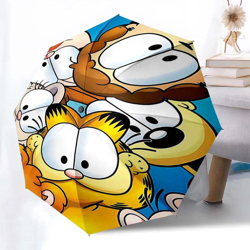 1pc Garfield & Friends Auto Open Umbrella, Portable 3-Fold Design with 8-Bone Iron Frame, Outdoor, Perfect Gift for Fans, Travelers, Everyday Use, Sui