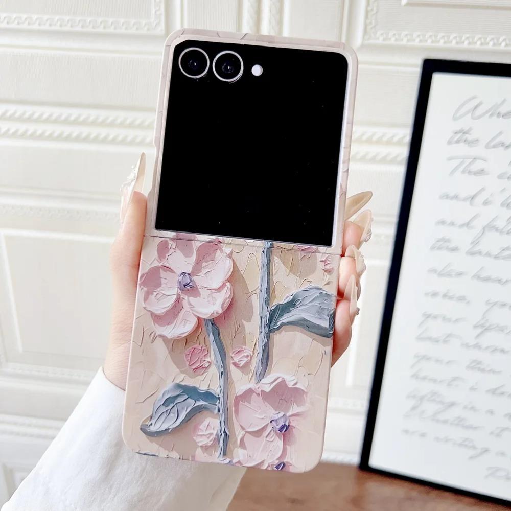 3D Красочный Тисненый Эффект Акварельный Цветок Чехол для Телефона для Samsung Z Flip 7 FE 6 Ударопрочный Тонкий Защита Камеры Задняя Крышка