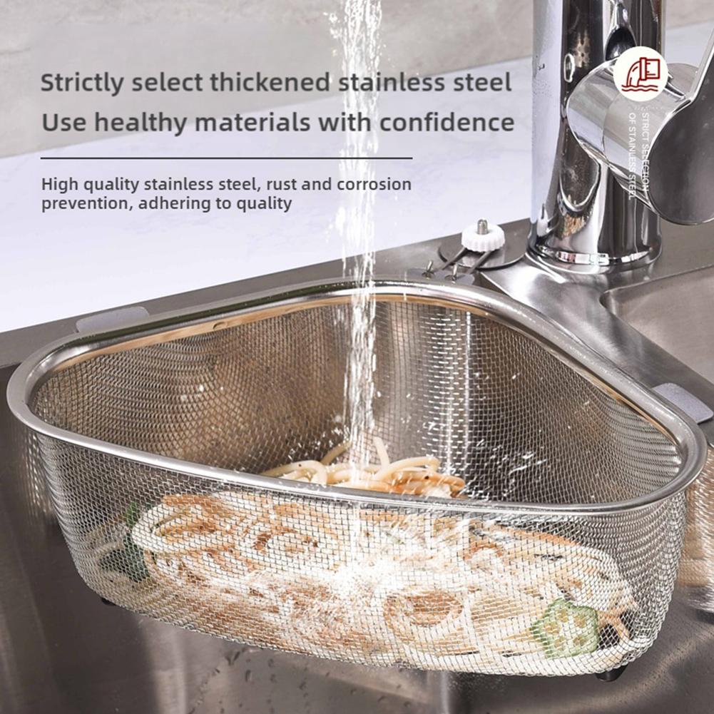Сливная корзина для кухонной раковины, стальной треугольник, фильтр для еды и овощей, слив для яиц, кухня Y6A4