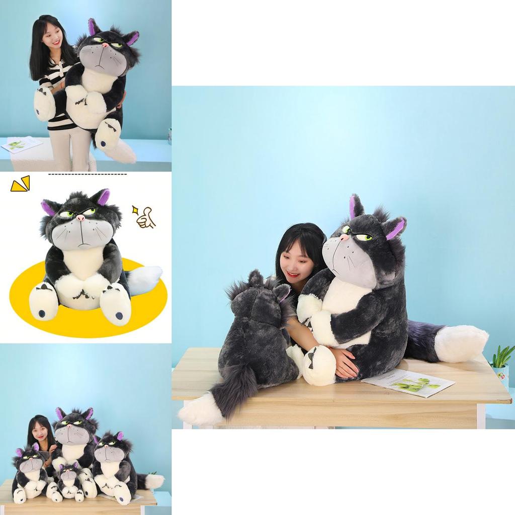 Милая серая коротковорсовая кукла кота Люцифера, мягкая игрушка для подростков 30/45/60/80 см