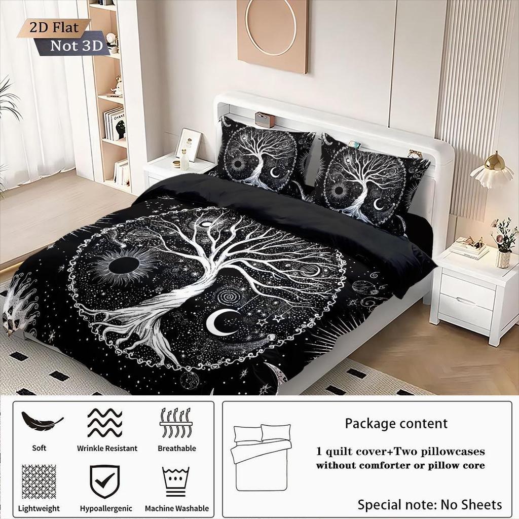Customizable Tree of Life 3D Flannel Duvet Cover Set - 3-Piece Home Textile