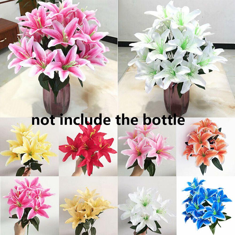 10 Голов Горячие Домашние Аксессуары Красочные Искусственные Цветы Свадебный Декор Лилии Букет Поддельные Лилии