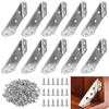 Stainless Steel Angle Brackets (10-Pack) - Corner Braces, Furniture Prevents Tip-Over, Shelf Brackets, Angle Brackets with Screws and Adequate Anchors