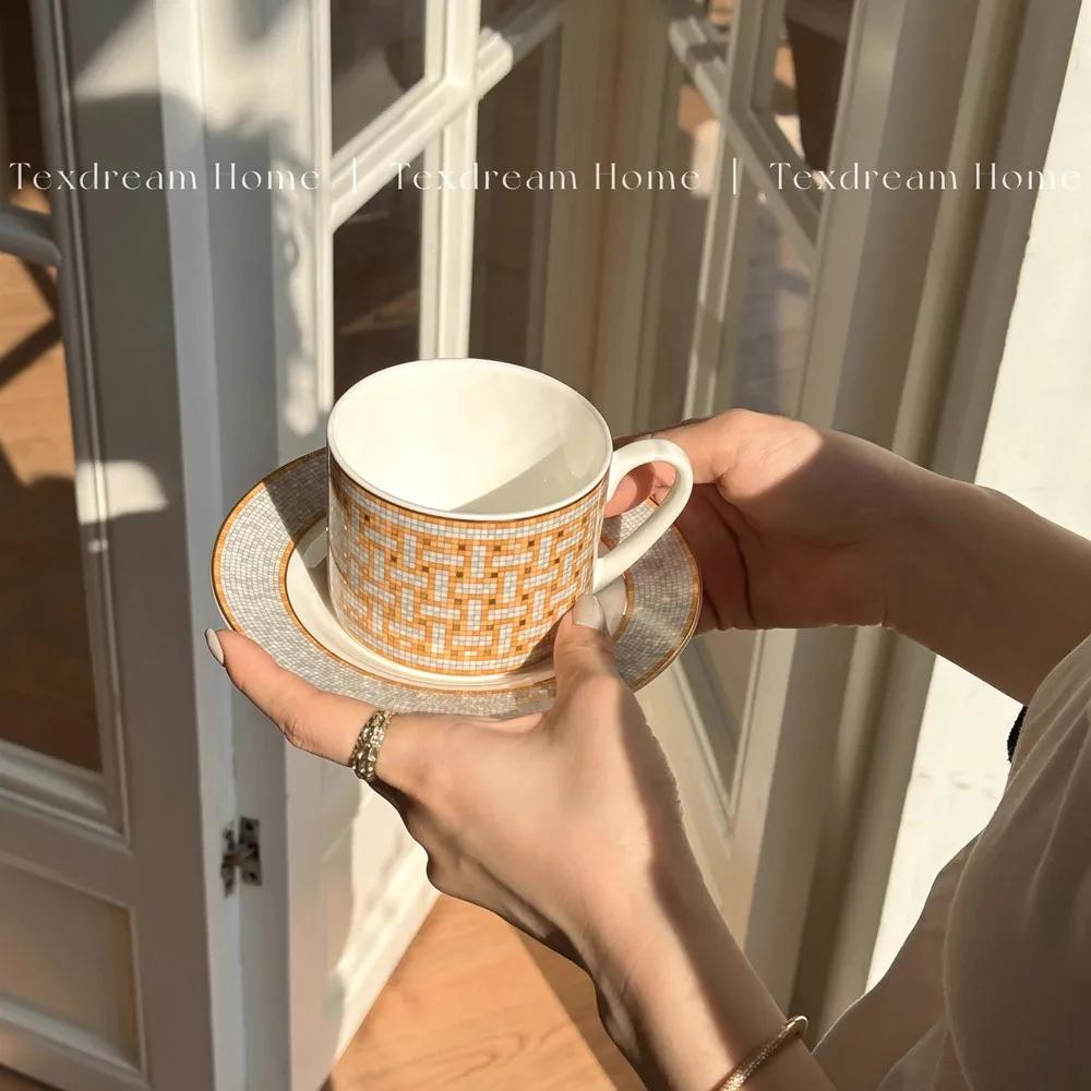 New European Bone China Coffee Cups And Saucers Tableware Coffee Milk Mug Plates Dishes Afternoon Tea Drinkware With Gift Box
