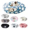 Plush Cat Tunnel Bed with Hanging Balls Washable Indoor Kittens Donut Tunnel Toy Small Large Cats Pets Round Peekaboo Cave Play Tunnel Pet Supplies