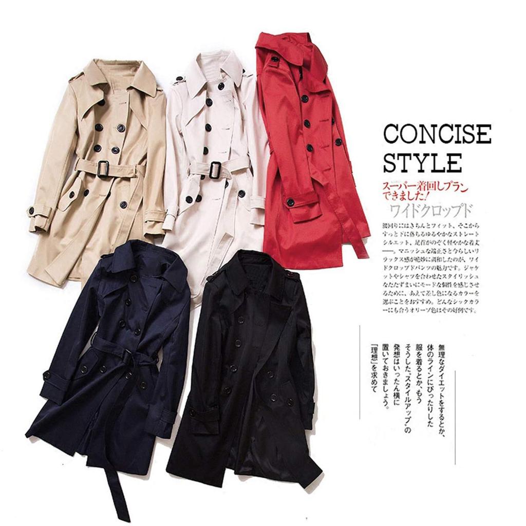 JoveJek Тренч Однотонный Большой Идеально подходит для и Осеннее Женское Пальто, Двусторонний Двубортный, Легкий, Водоотталкивающий, Цвет, Тонкий, Воротник,