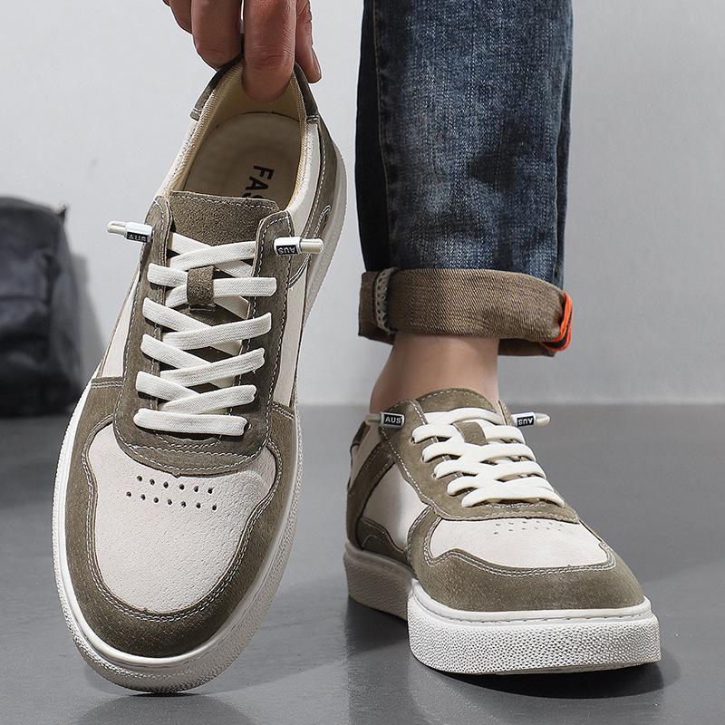 New Shoes for Men Genuine Leather Casual Shoes Designer Flat Skateboard Shoes Youth Lace-up Sneaker