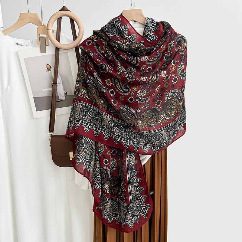 Vintage Cotton and Linen Elegant Temperament Scarf Mother's Day Surprise Gift Women's Design Sense Fashion Personality Outer Shawl