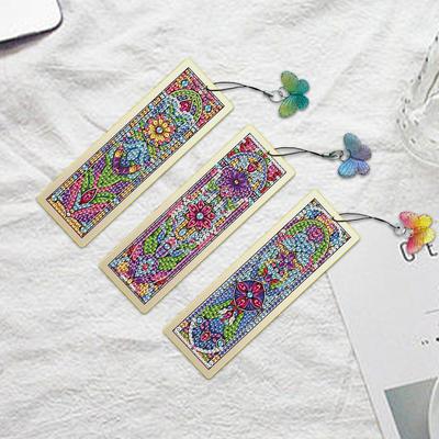 3 шт. Тема «Цветы» DIY с подвесками-бабочками Алмазная живопись Закладка Арт-книжка Закладки для любителей чтения