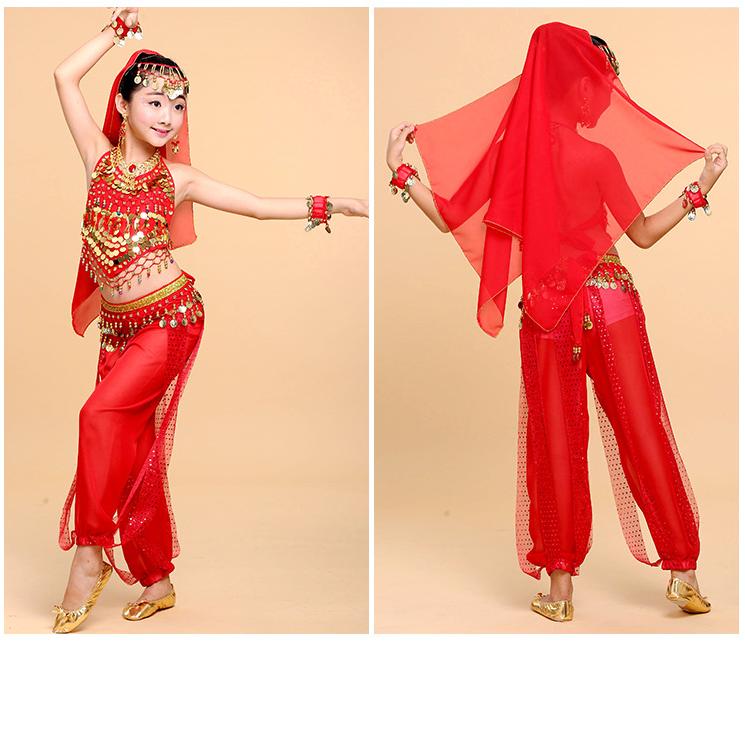 Детские индийские танцевальные костюмы Костюмы Детские танцевальные костюмы Синьцзян Танец живота для девочек Детские народные танцы
