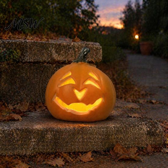 Portable Pumpkin Ornament Halloween Creepy Light, Jack-O-Lantern Decoration, Scary Atmosphere Light Hollow Lamp for Indoor Outdoor Holiday Parties