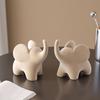 Статуэтка слона, мини-фигурка слона из смолы, белый флокированный слон, центральный элемент стола для домашнего офиса, книжной полки, подставки под телевизор, декор