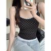 Black Polka Dot Print Camisole for Women To Wear with Summer Pure Sexy Hottie Sexy Lace Splicing Tight Short Top