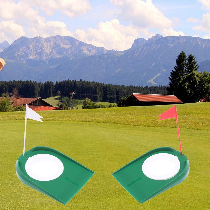Тренажер для гольфа в помещении с лункой, паттер с флагом, тренировочное приспособление для игры на лужайке, домашнее учебное приспособление для игры во дворе, регулируемое отверстие