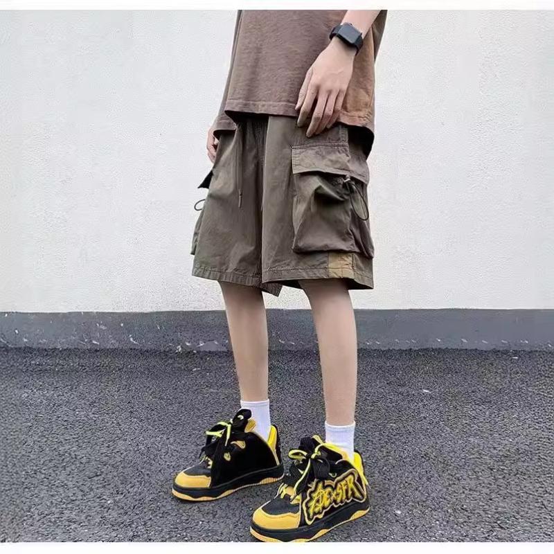 Рабочие шорты в американском стиле, мужские летние, тонкие, с большими карманами, повседневные брюки, свободные, прямые, пятиминутные брюки