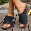 Women's Wide Width Peep-Toe Slides, Platform Wedge Heel Sandals, Outdoor Summer Slippers for Women