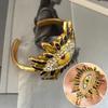 Women Vintage Devil's Eye Bracelet Personalized Exaggerated Copper Gold Color Bangle for Zircon Deluxe Gifts