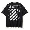 2025 Summer New OW Dissolved Zebra Stripe Printed Short Sleeved T-shirt for Men and Women