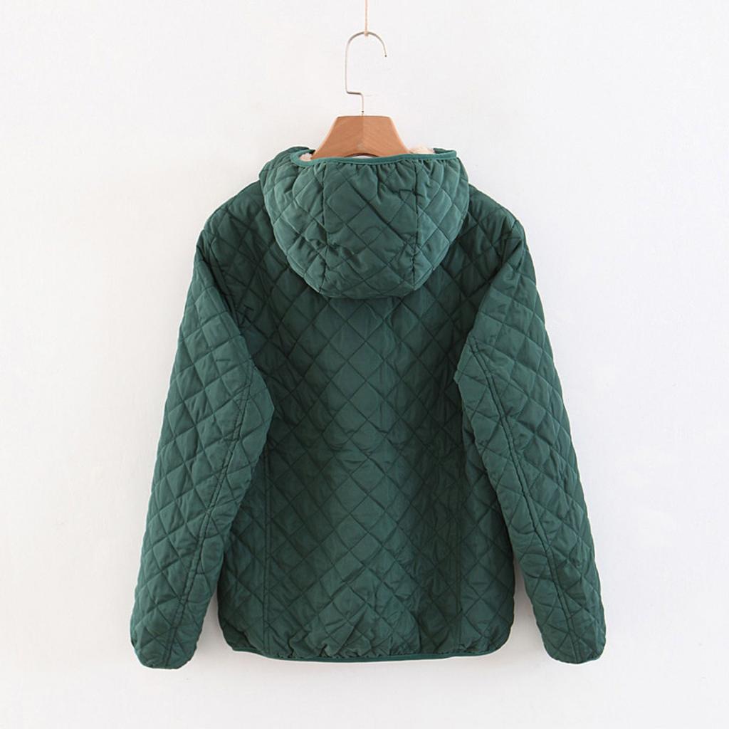 Women Autumn Winter Parkas Coat Jackets Female Lamb Hooded Plaid Long Sleeve Warm Winter Jacket S~3XL Casaco Feminino