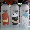1000ml Water Bottles Cute Panda Bear Cup With Straw Transparent Cartoon Water Bottle Drinkware Frosted Leak-proof Protein Shaker