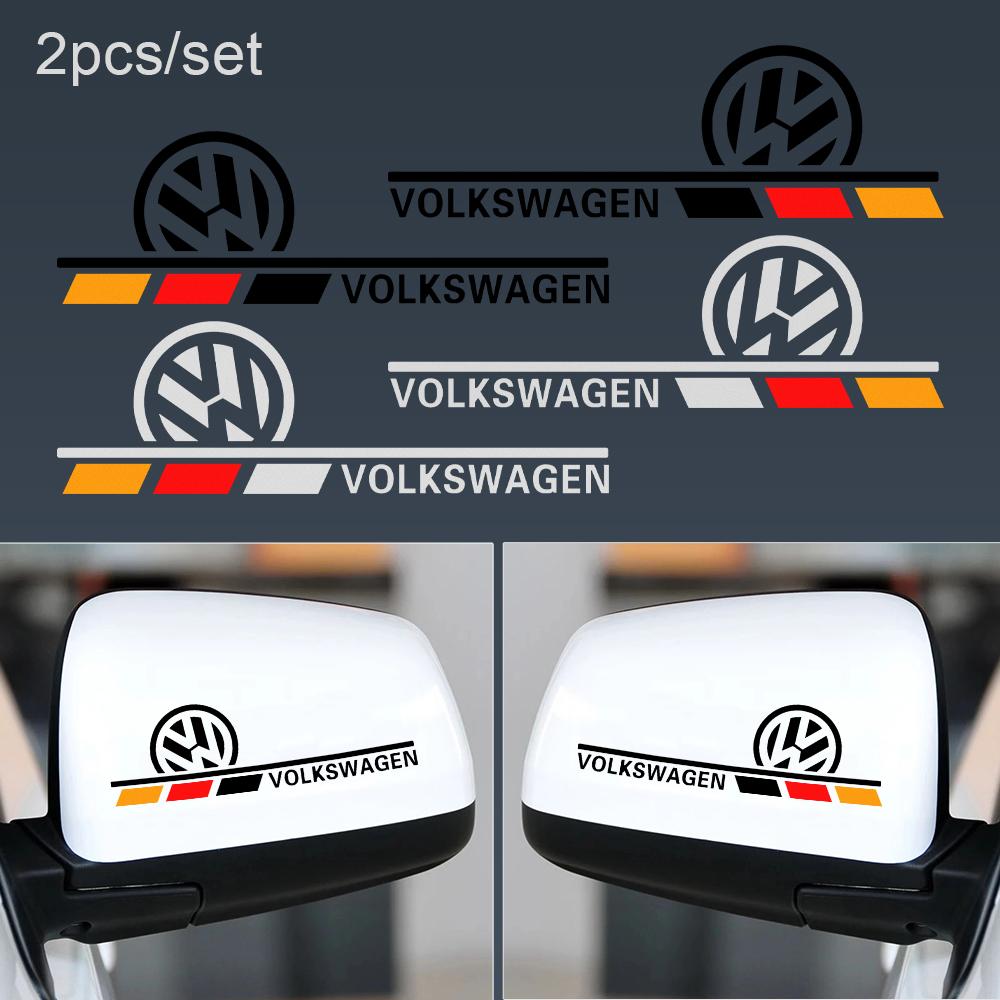 T322PCS Car Rearview Mirror Reflective Decals Waterproof Sticker Valve Cap For Volkswagen Golf 4 5 6 7 8 Passat Tiguan Bettle Jetta